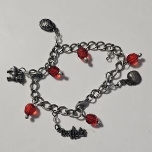 Twilight Charm Bracelet with Red Beads